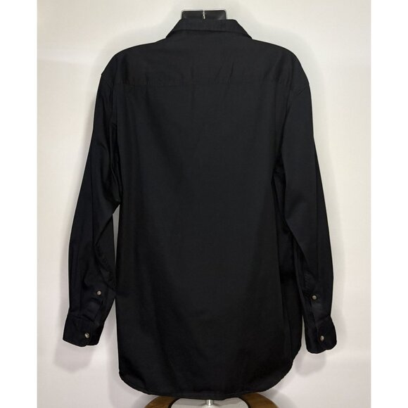 RedHead Mens Black Button Up Collar Single Pocket Long Sleeve Shirt Cotton XL - Picture 8 of 12